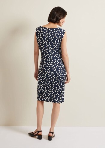 Phase Eight Josey Spot Bodycon Dress Navy/White Canada | MNVLGQ-910